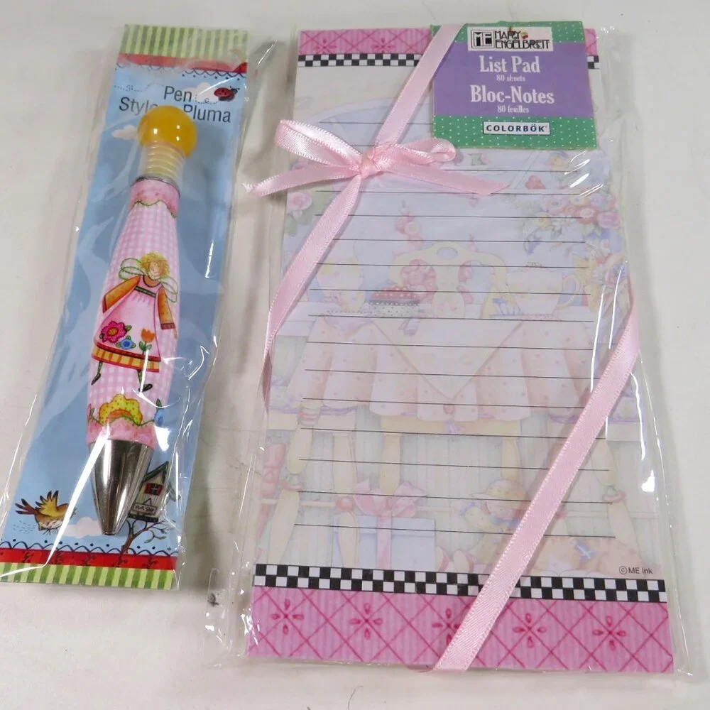 Mary Engelbreit Tea Party Note Pad with Magnet & Ergonomic Ink Pen Studio 18